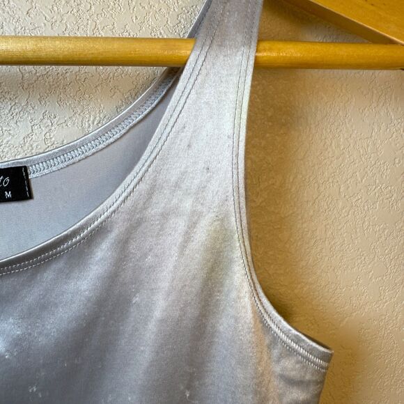 Jensato Silver Metallic Rare 90's Y2K Tank Top Canadian Made Women's M - Picture 3 of 6